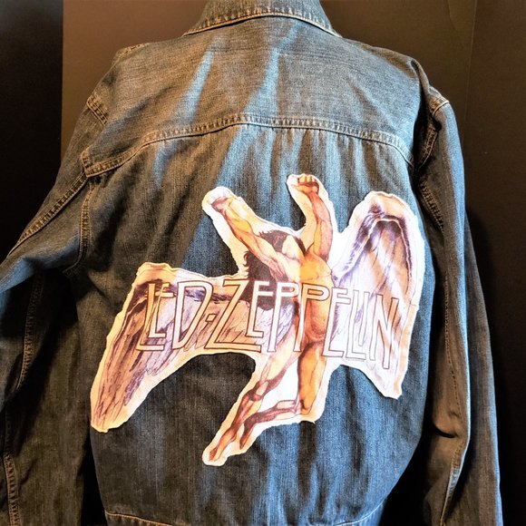 Denim Jacket Art Project 'Led Zeppelin' Vintage - Picture 1 of 9